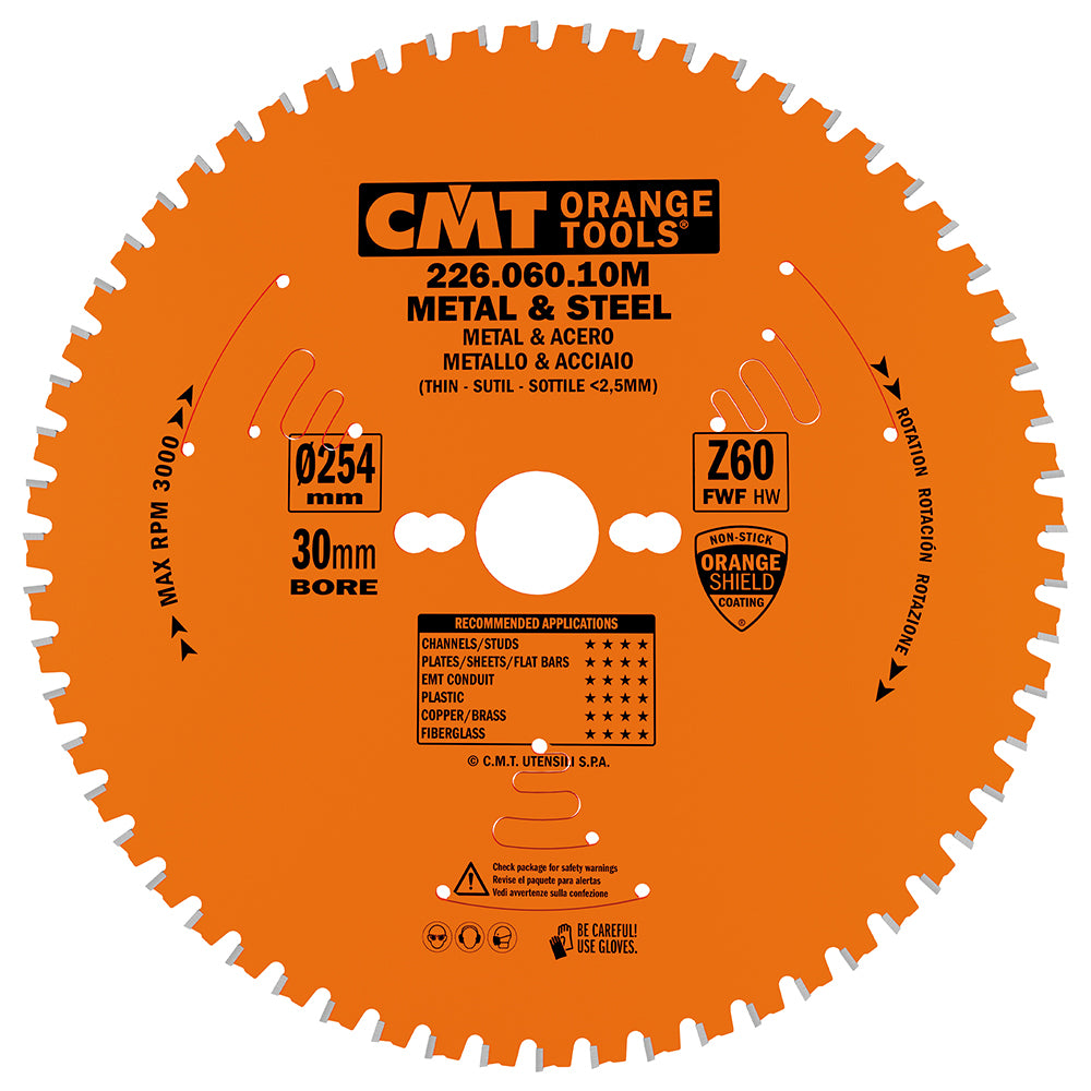 CMT 226.060.10M - Lama sega circolare D=254mm Z=60 per taglio metalli