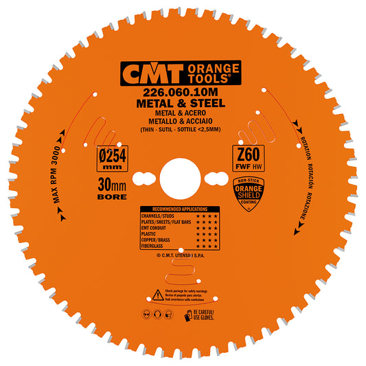 CMT 226.060.10M - Lama sega circolare D=254mm Z=60 per taglio metalli