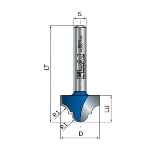 FLAI cod. PB018 190 130 - Fresa “Cove and Bead Groove" D=19.05 mm S=8mm